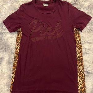 PINK burgundy/ cheetah print shirt